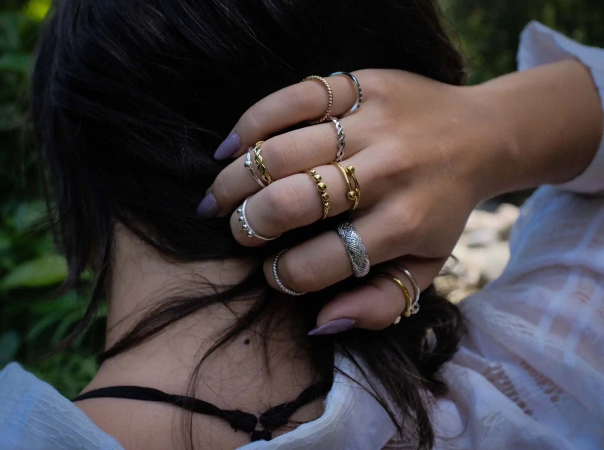 Five Ball Ring in Brass Yin Jewelry for the Soul