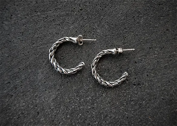 Rope Silver Hoop Earrings Mule Jewels