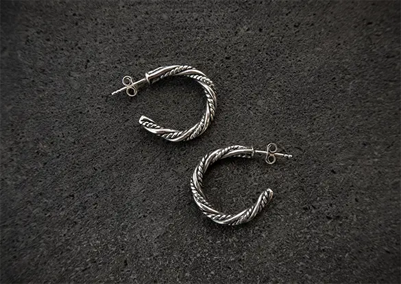 Viking Silver Hoop Earrings Mule Jewels