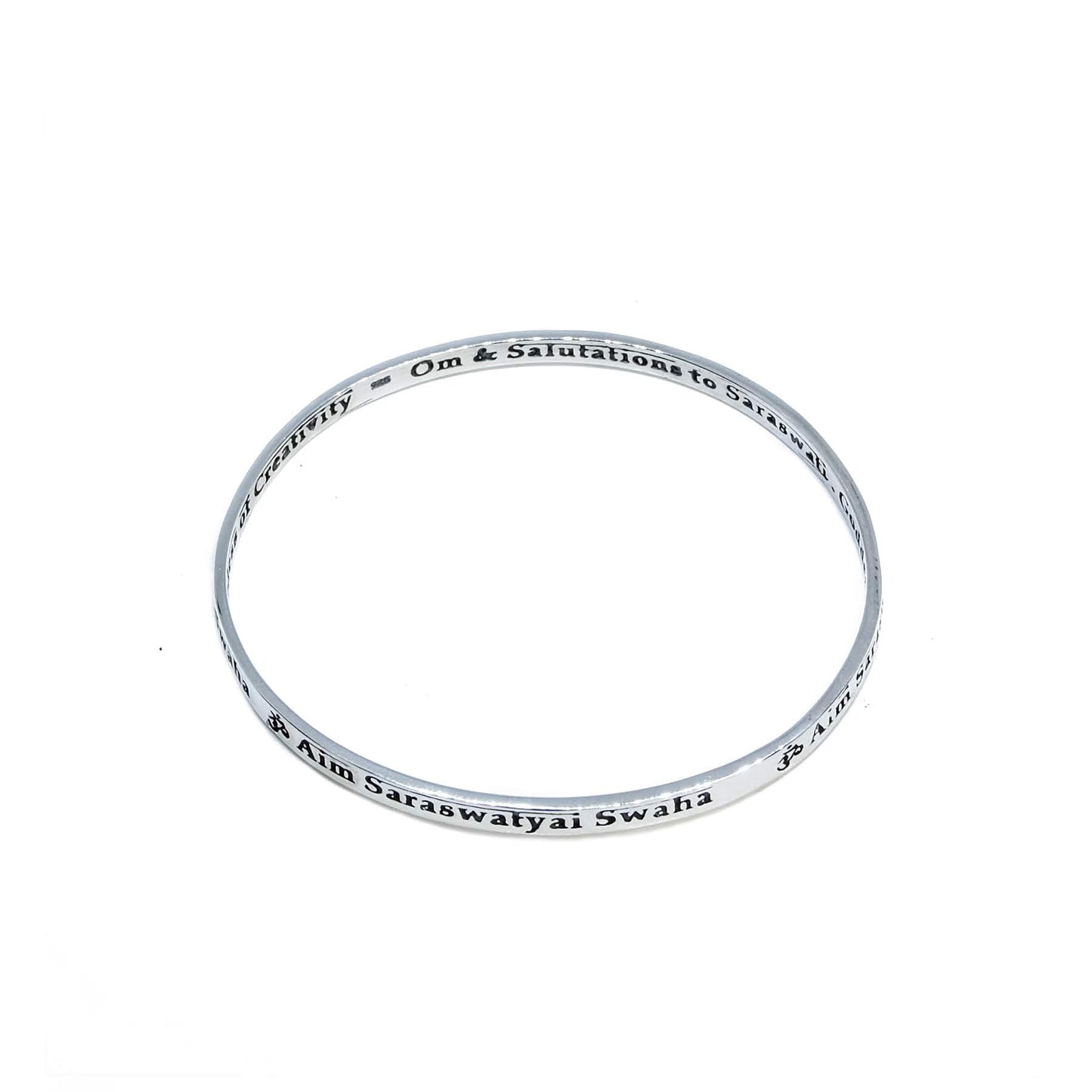 Om Saraswati Bangle in Silver Yin Jewelry for the Soul