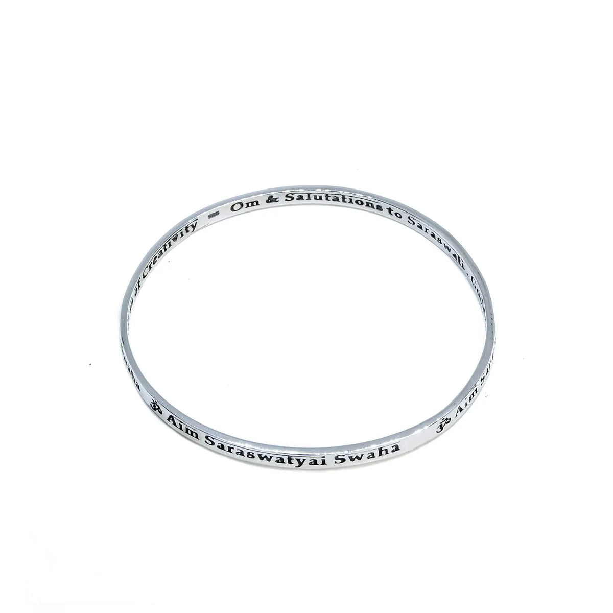 Om Saraswati Bangle in Silver Yin Jewelry for the Soul