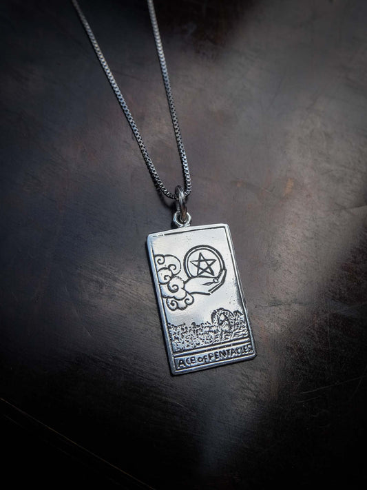 Ace of Pentacles Pendant in Silver