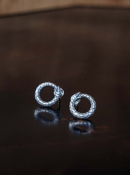 Ouroboros Earrings in Silver