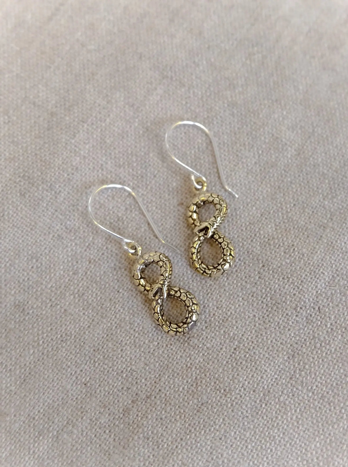 Ouroboros Snake Infinity Earrings in Brass Yin Jewelry for the Soul