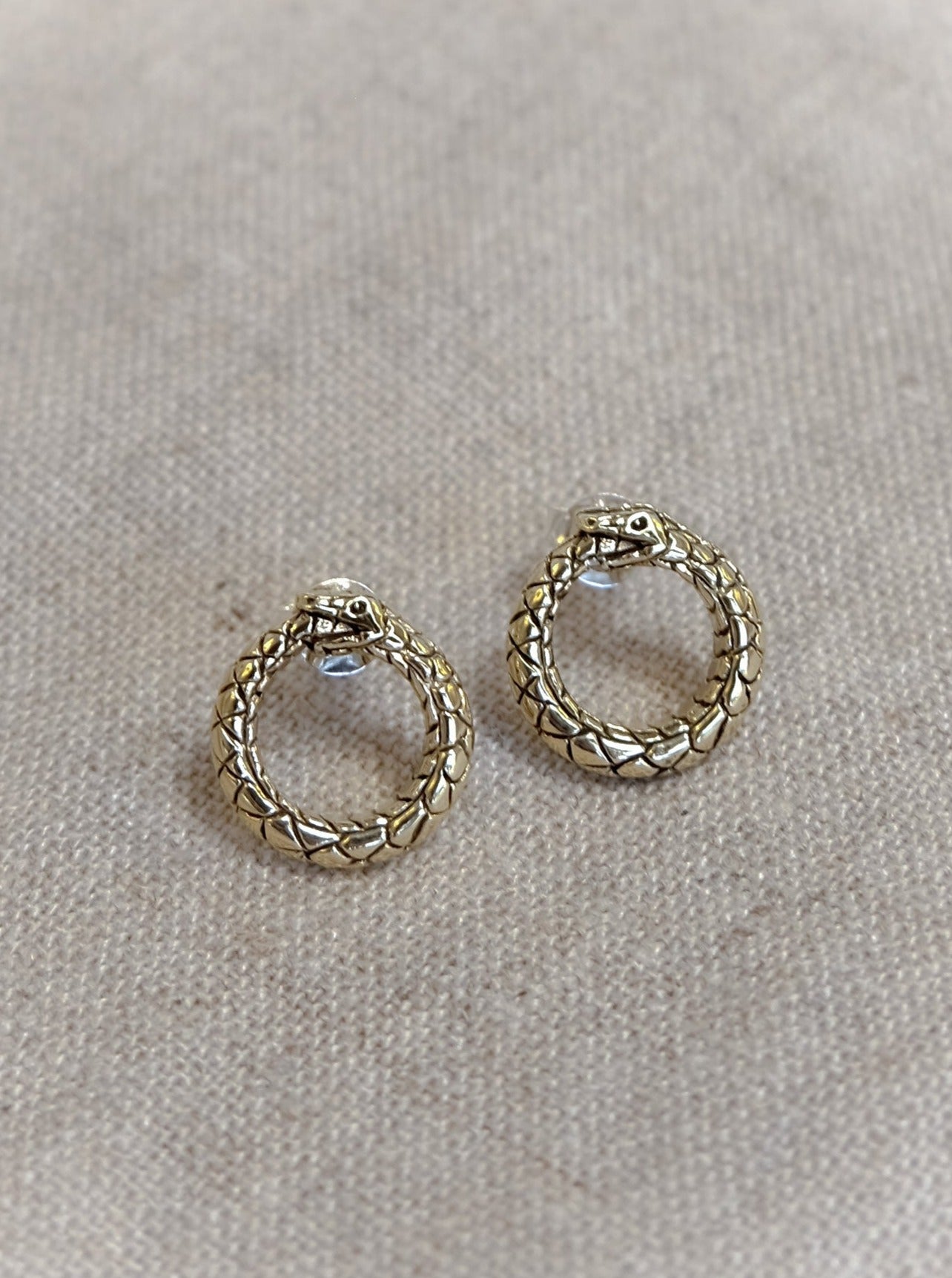 Ouroboros Snake Earrings in Brass Yin Jewelry for the Soul