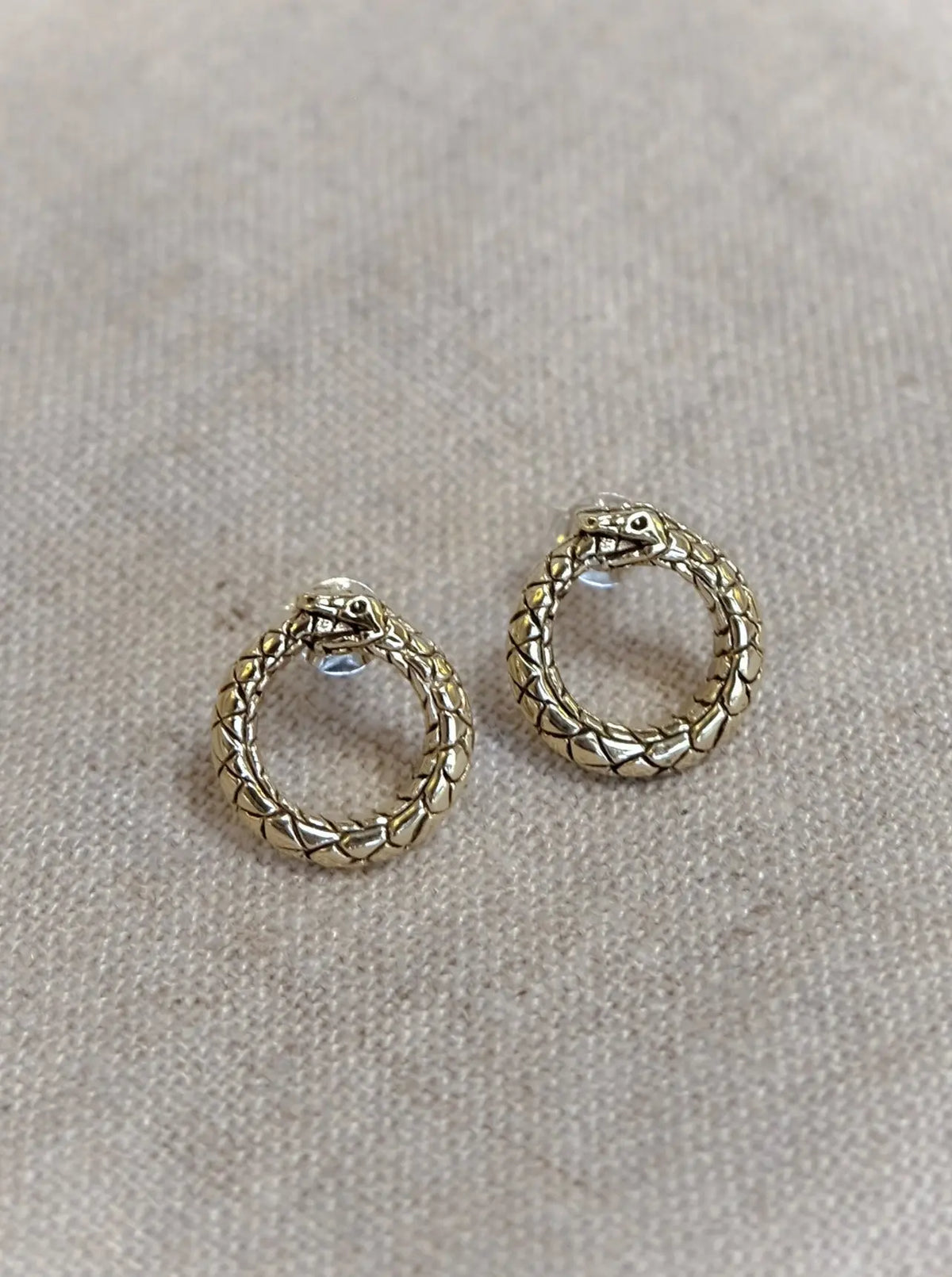 Ouroboros Snake Earrings in Brass Yin Jewelry for the Soul