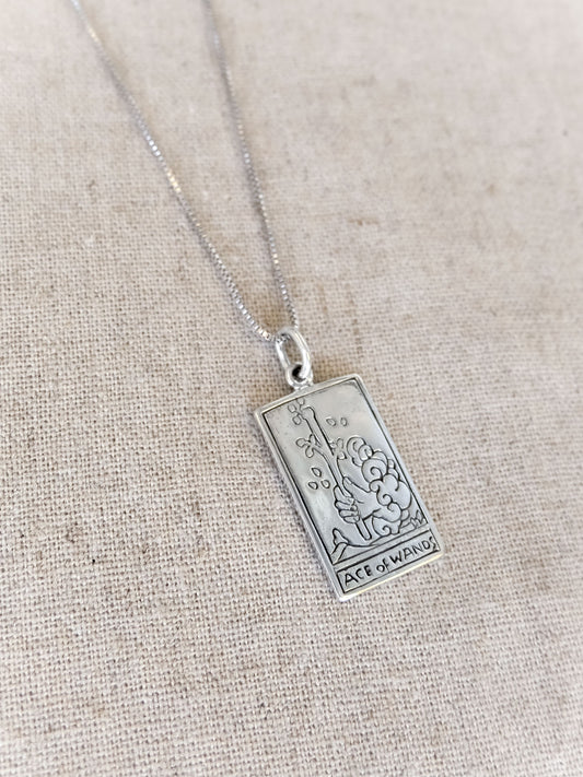 Ace of Wands Pendant in Silver