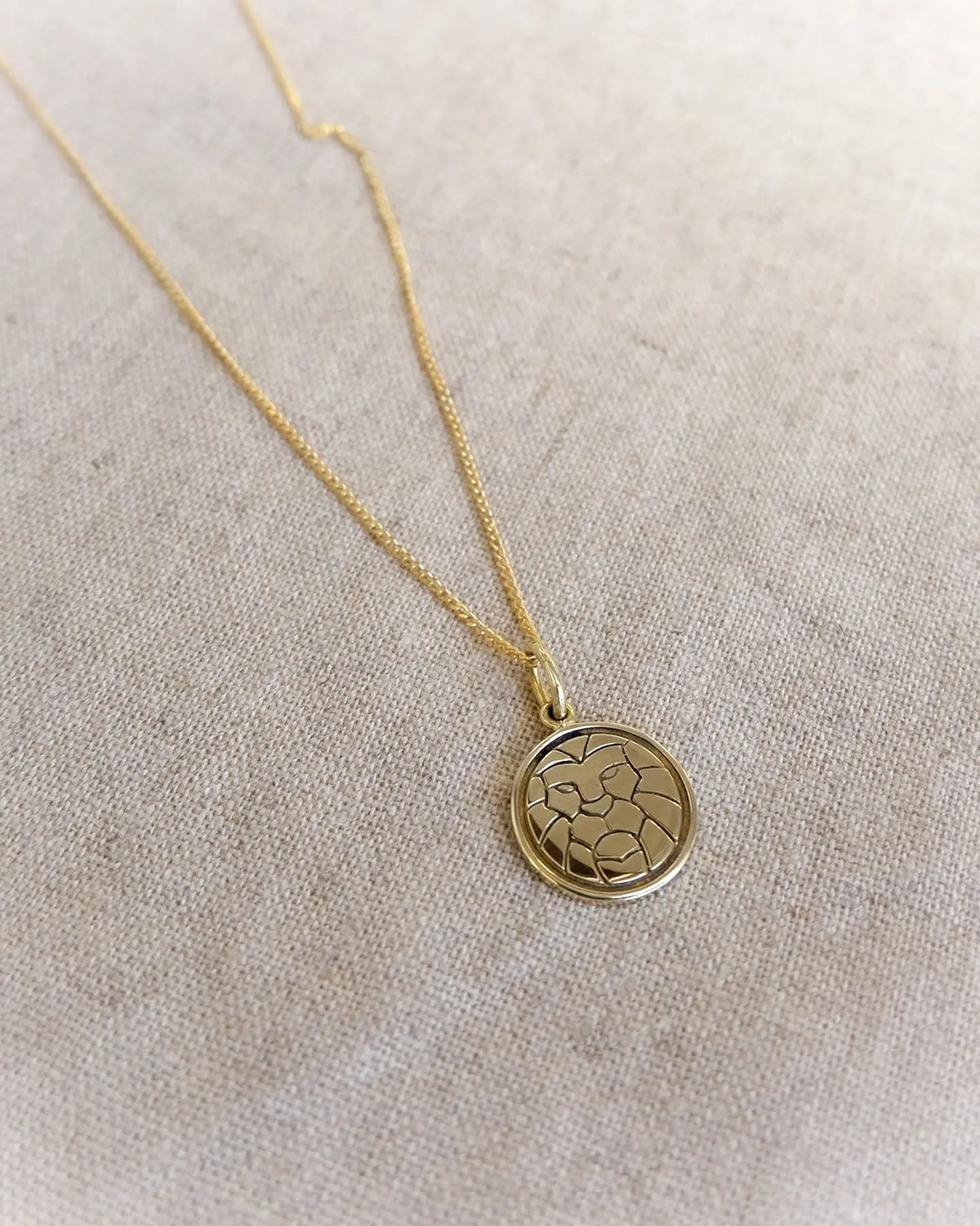 Lion Circle Charm in Brass Yin Jewelry for the Soul
