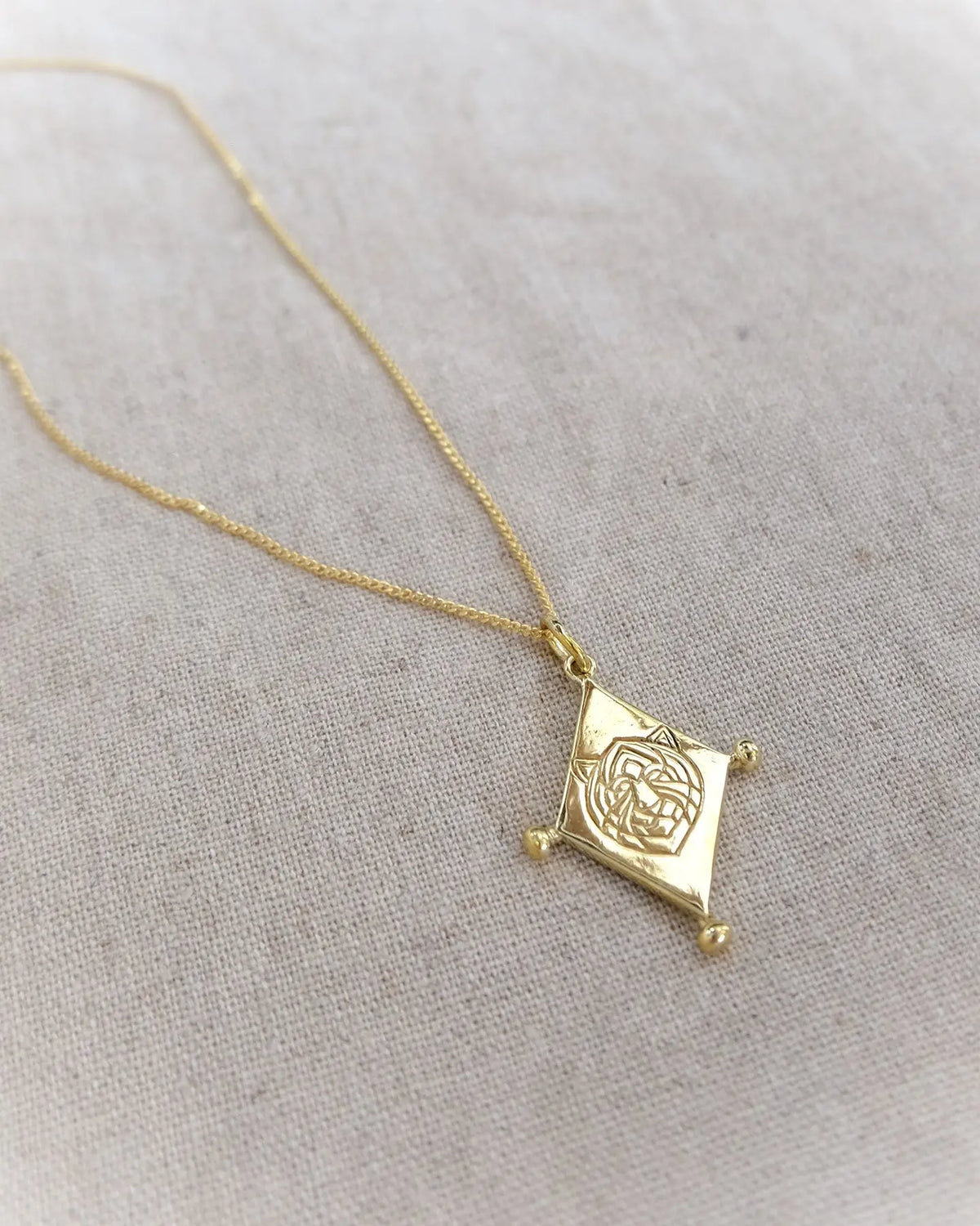 Lion Diamond Pendant in Brass Yin Jewelry for the Soul