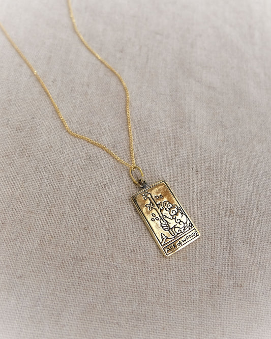 Ace of Wands Pendant in Brass