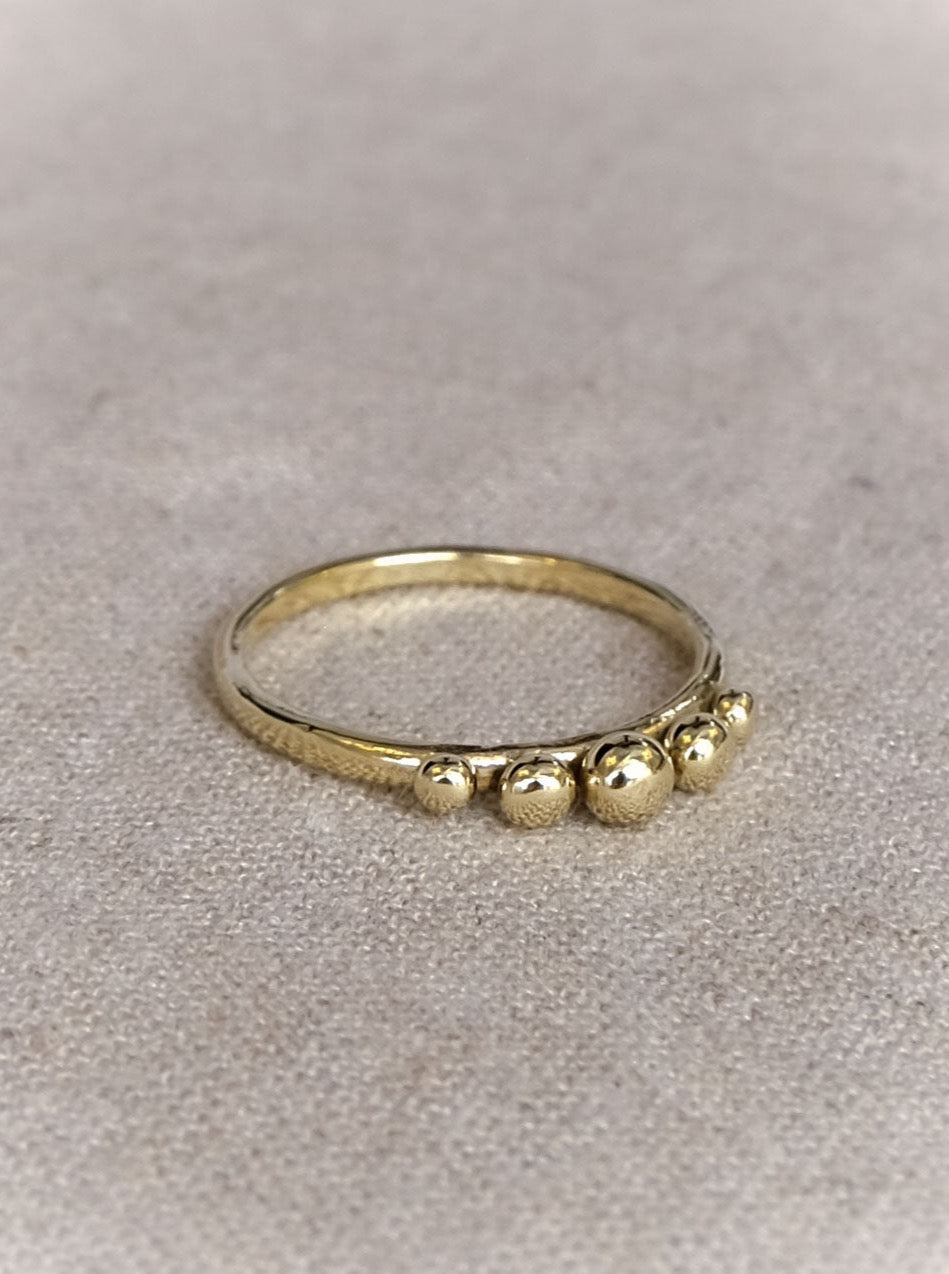 Five Ball Ring in Brass