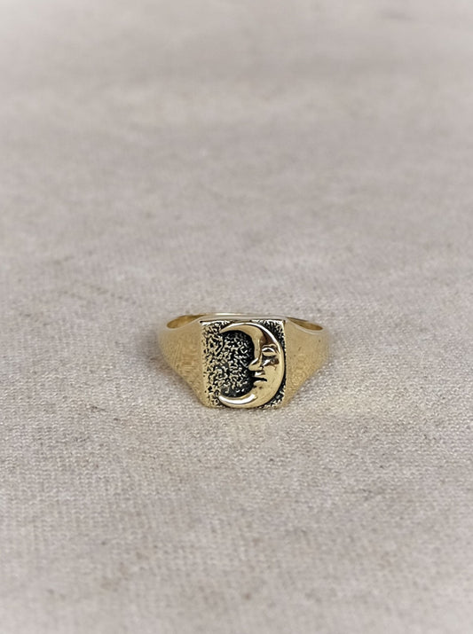 Moon Man Ring in Brass