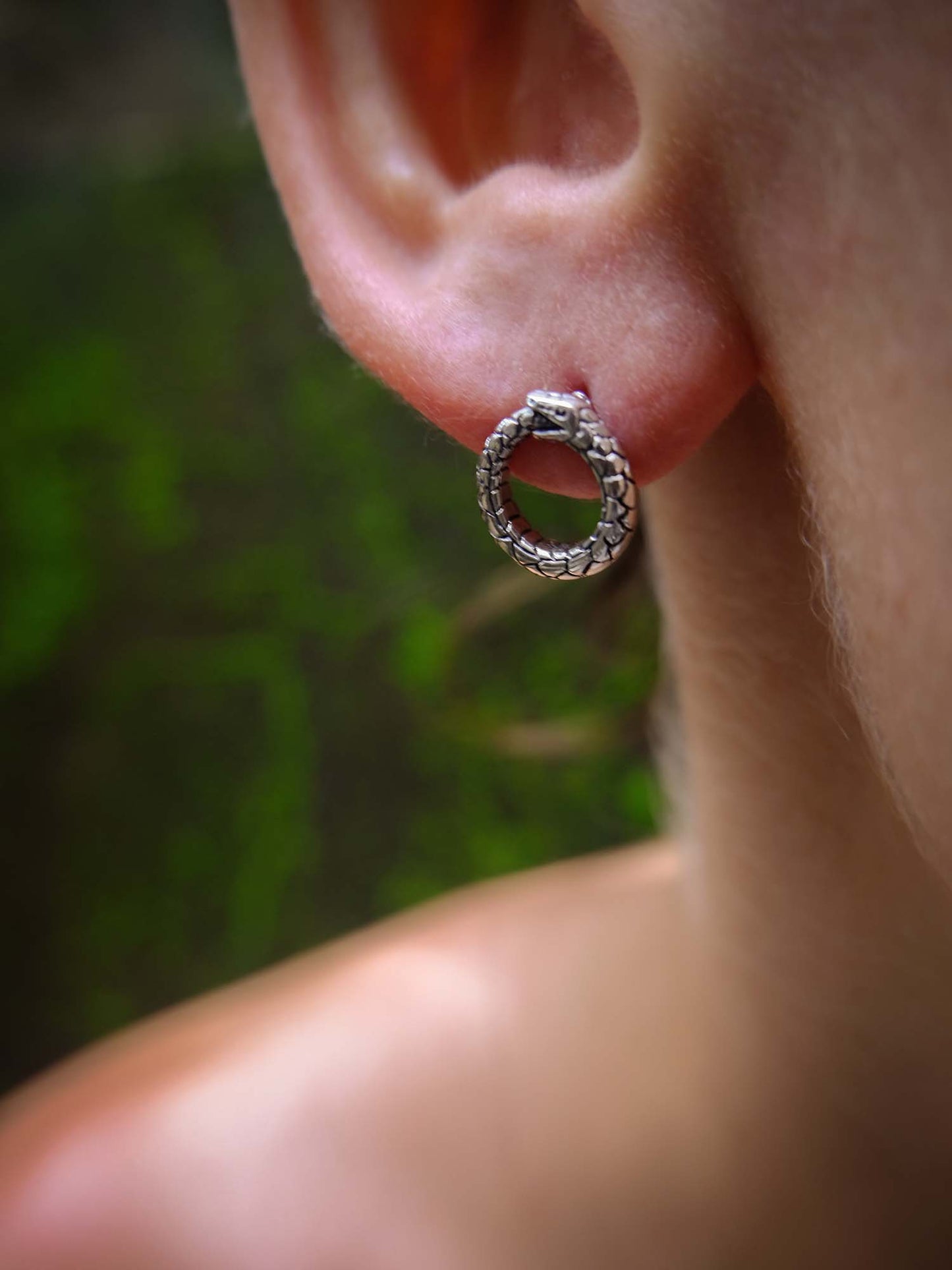 Ouroboros Earrings in Silver