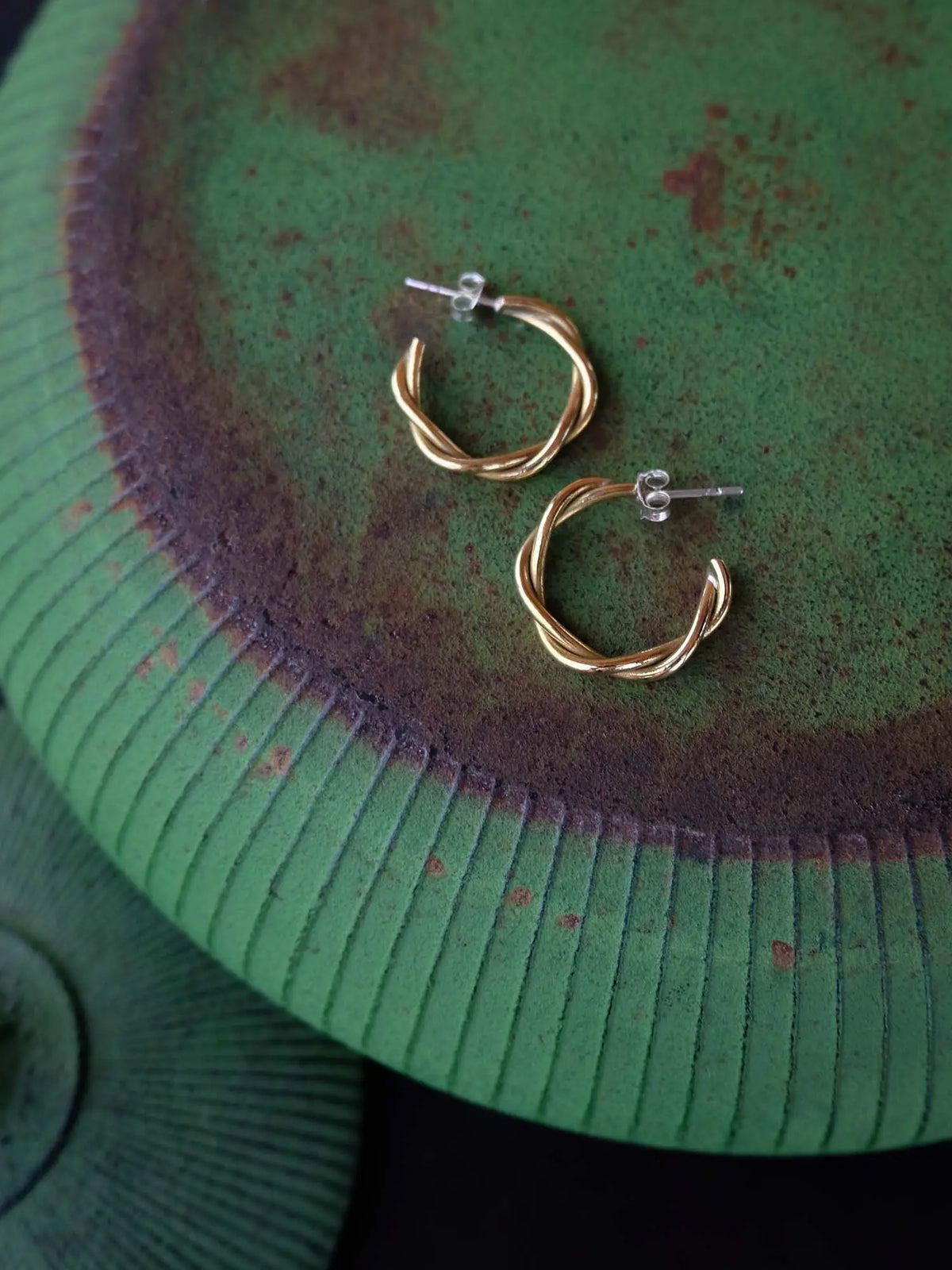 Twisted Stud Hoops in Brass Yin Jewelry for the Soul