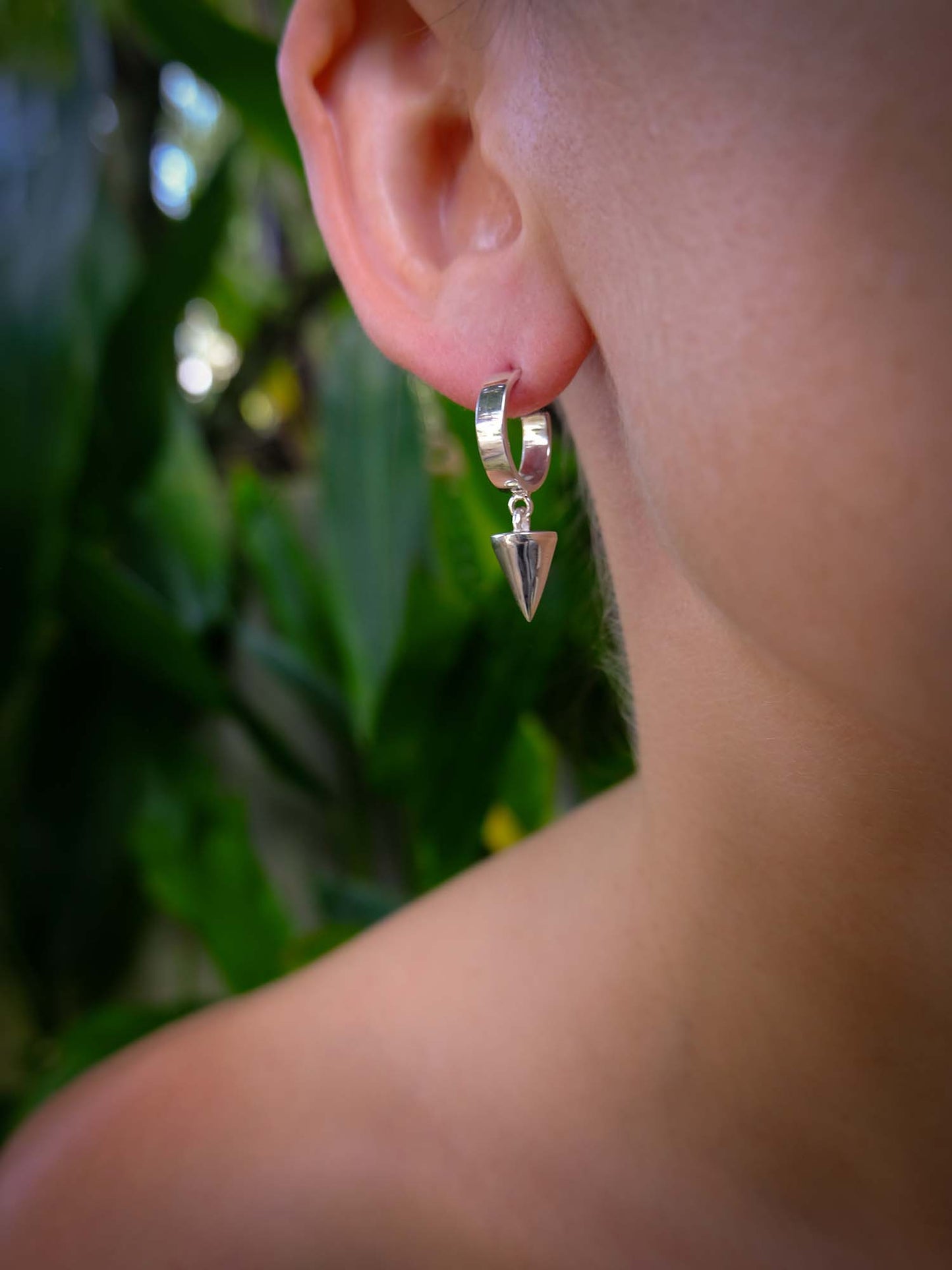 Cone Hoop Earrings in Silver