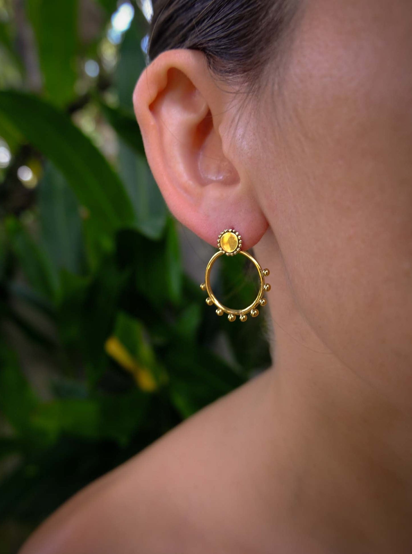 Saturn Earrings in Brass