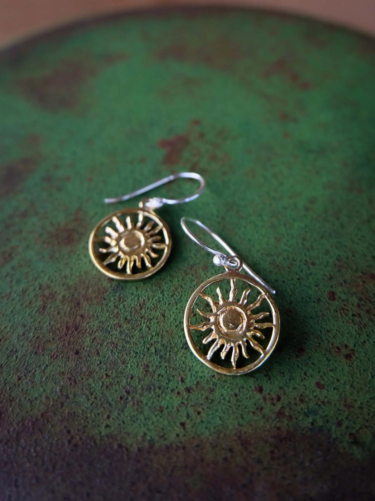 Bali Sun Earrings in Brass Yin Jewelry for the Soul