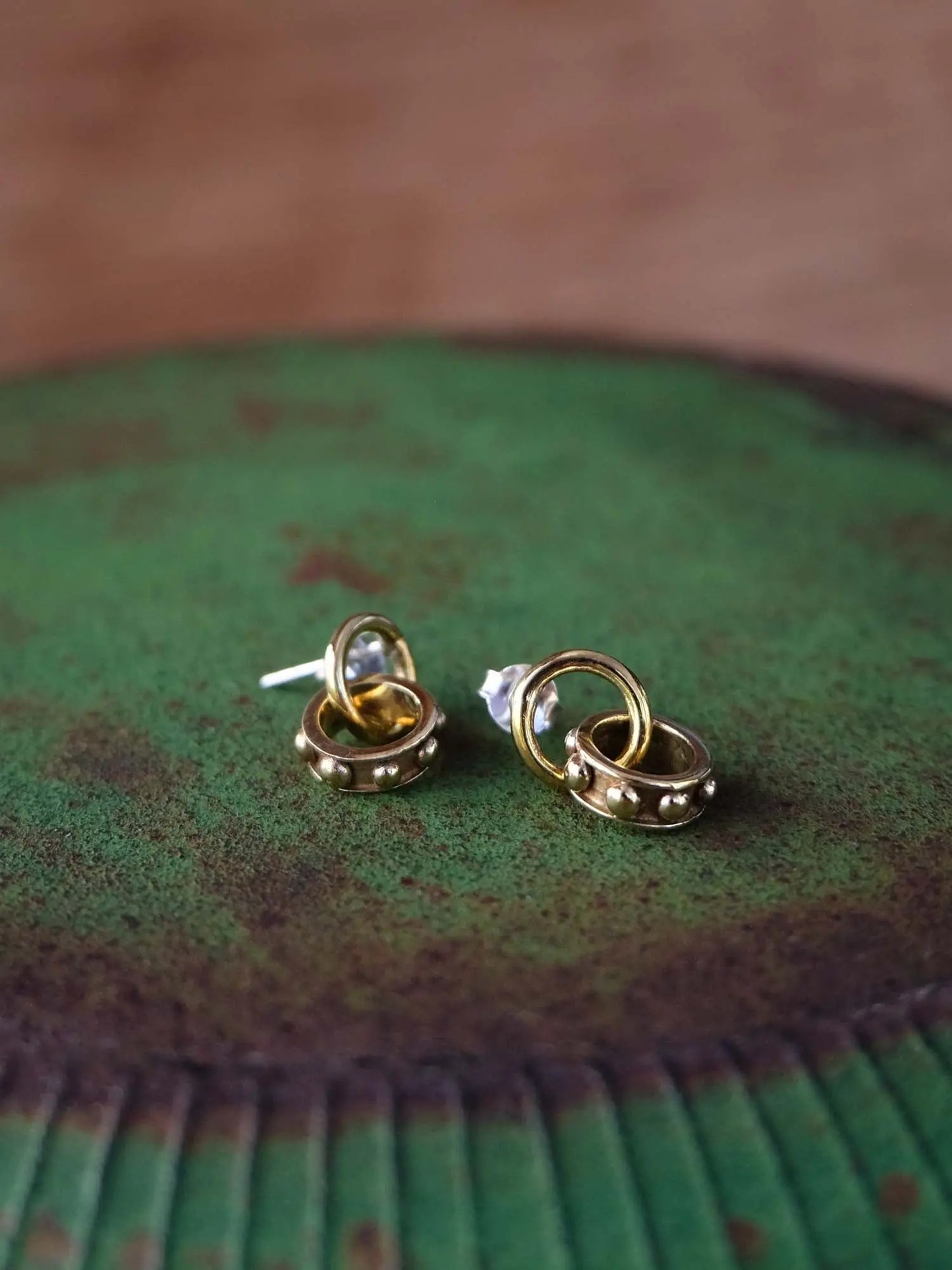 Biker Stud Hoops in Brass Yin Jewelry for the Soul
