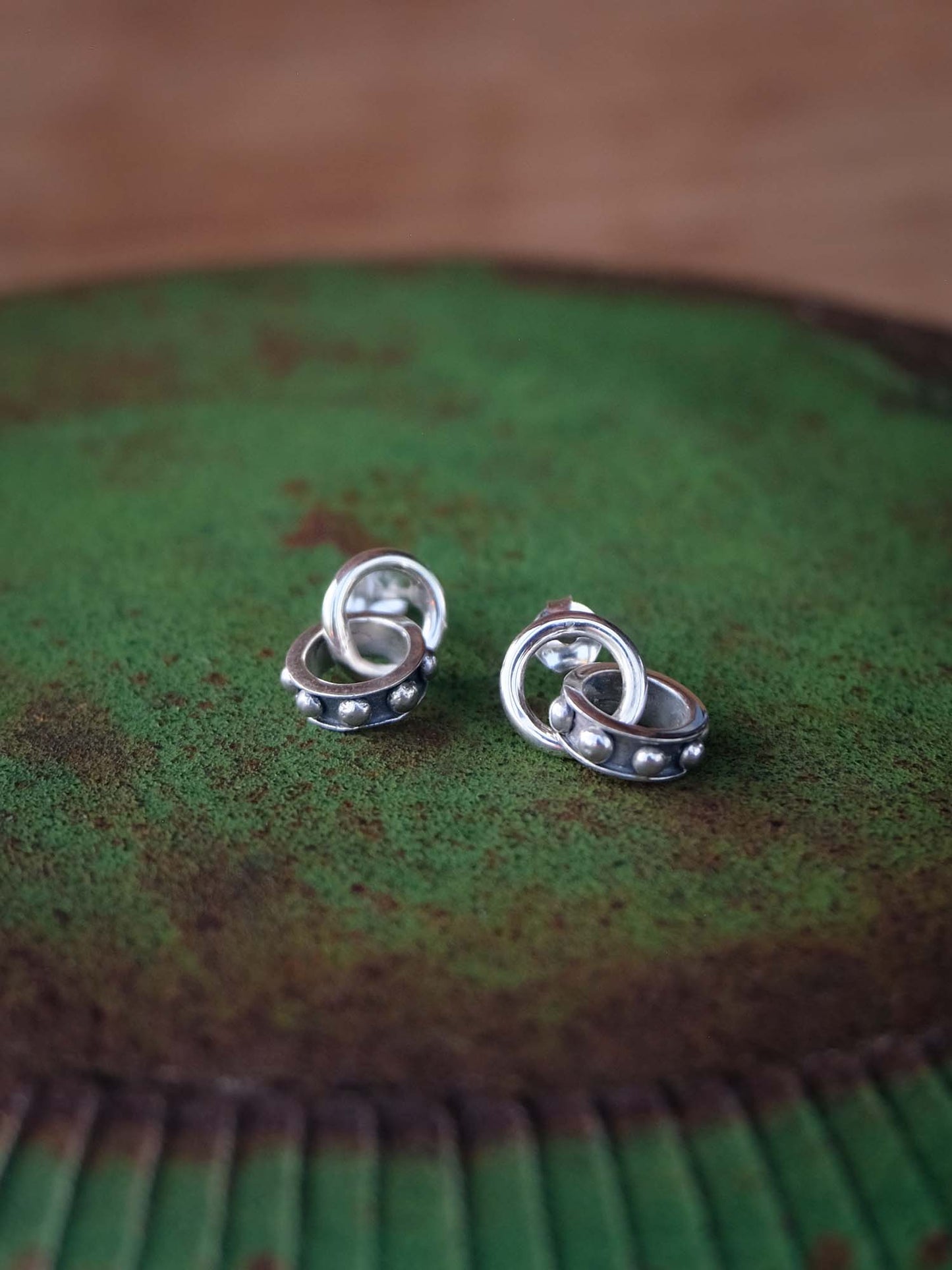 Biker Stud Hoops in Silver