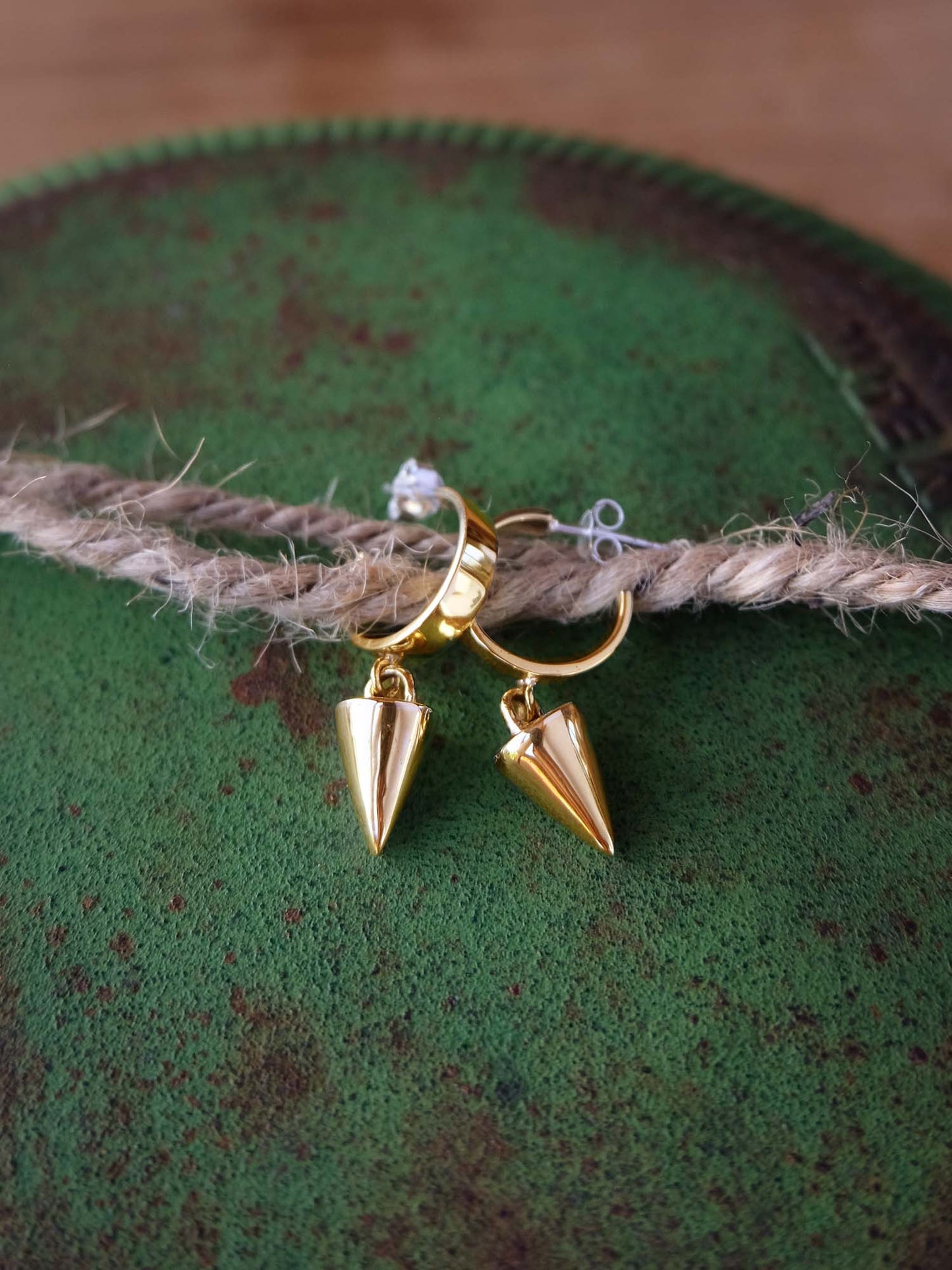 Cone Hoop Earrings in Brass