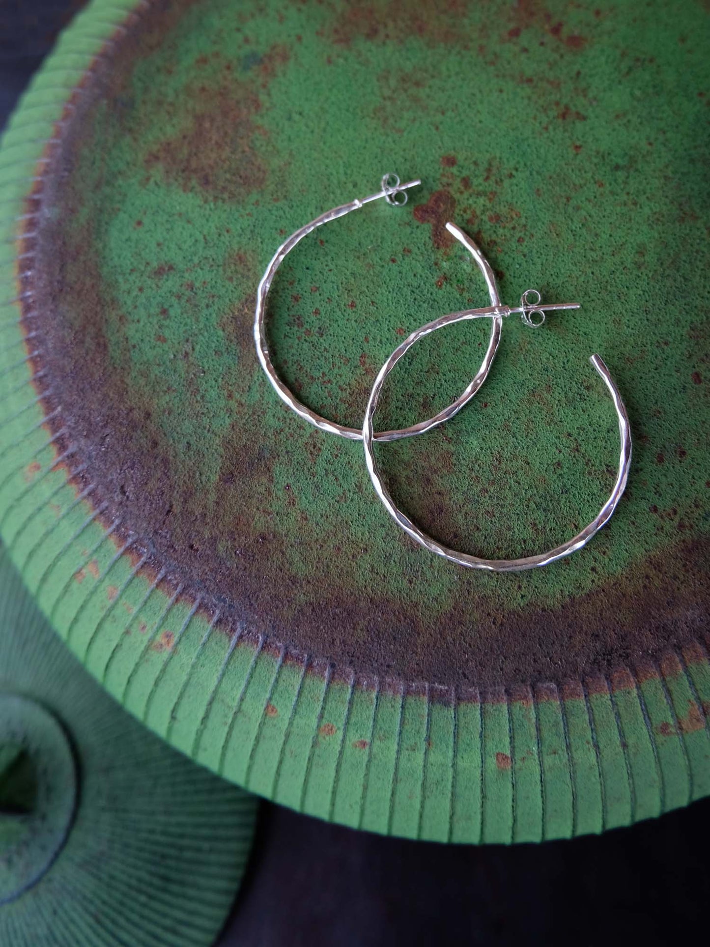 Hammered Hoops in Silver Yin Jewelry for the Soul