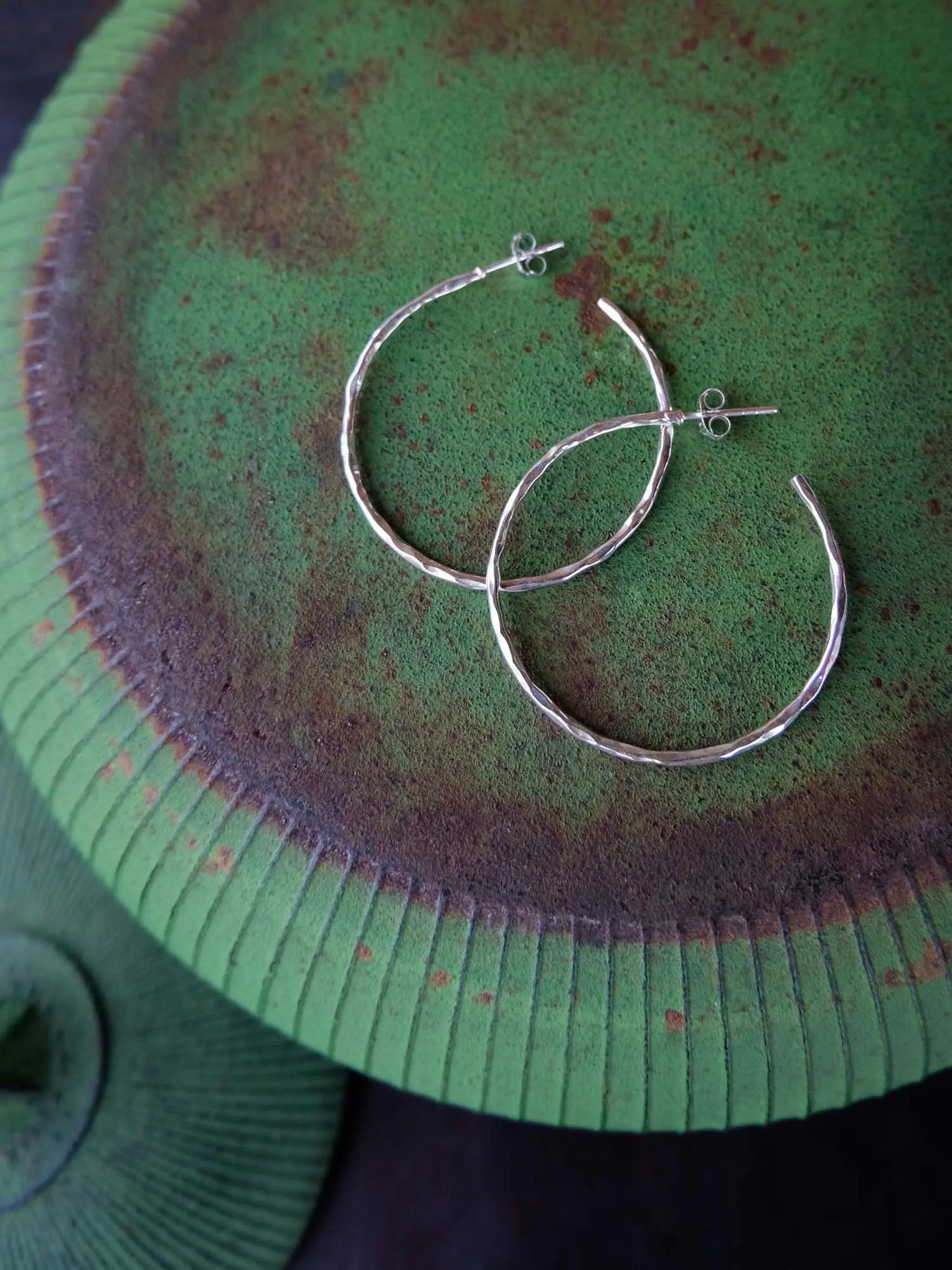 Hammered Hoops in Silver Yin Jewelry for the Soul
