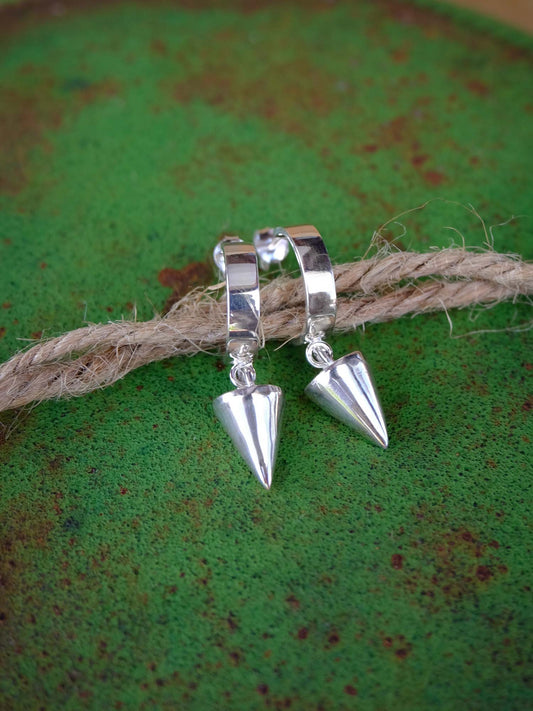 Cone Hoop Earrings in Silver