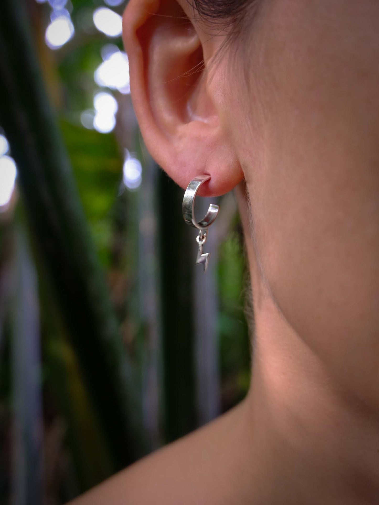 Bolt Hoop Earrings in Silver