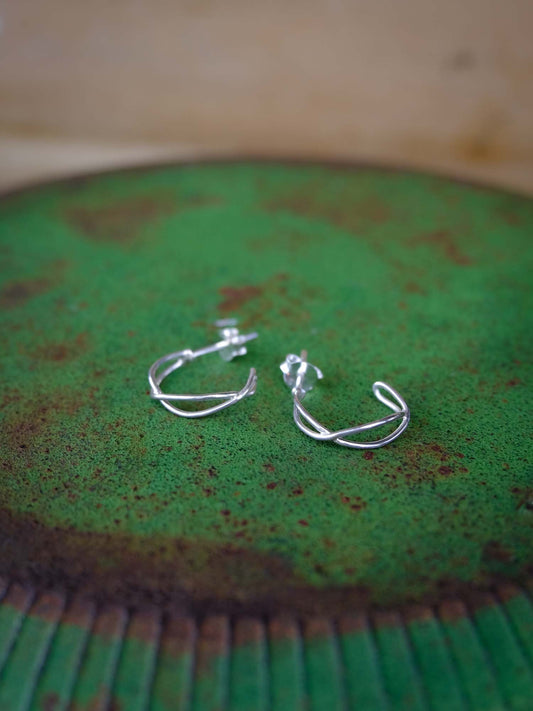 Crossover Small Hoops in Silver