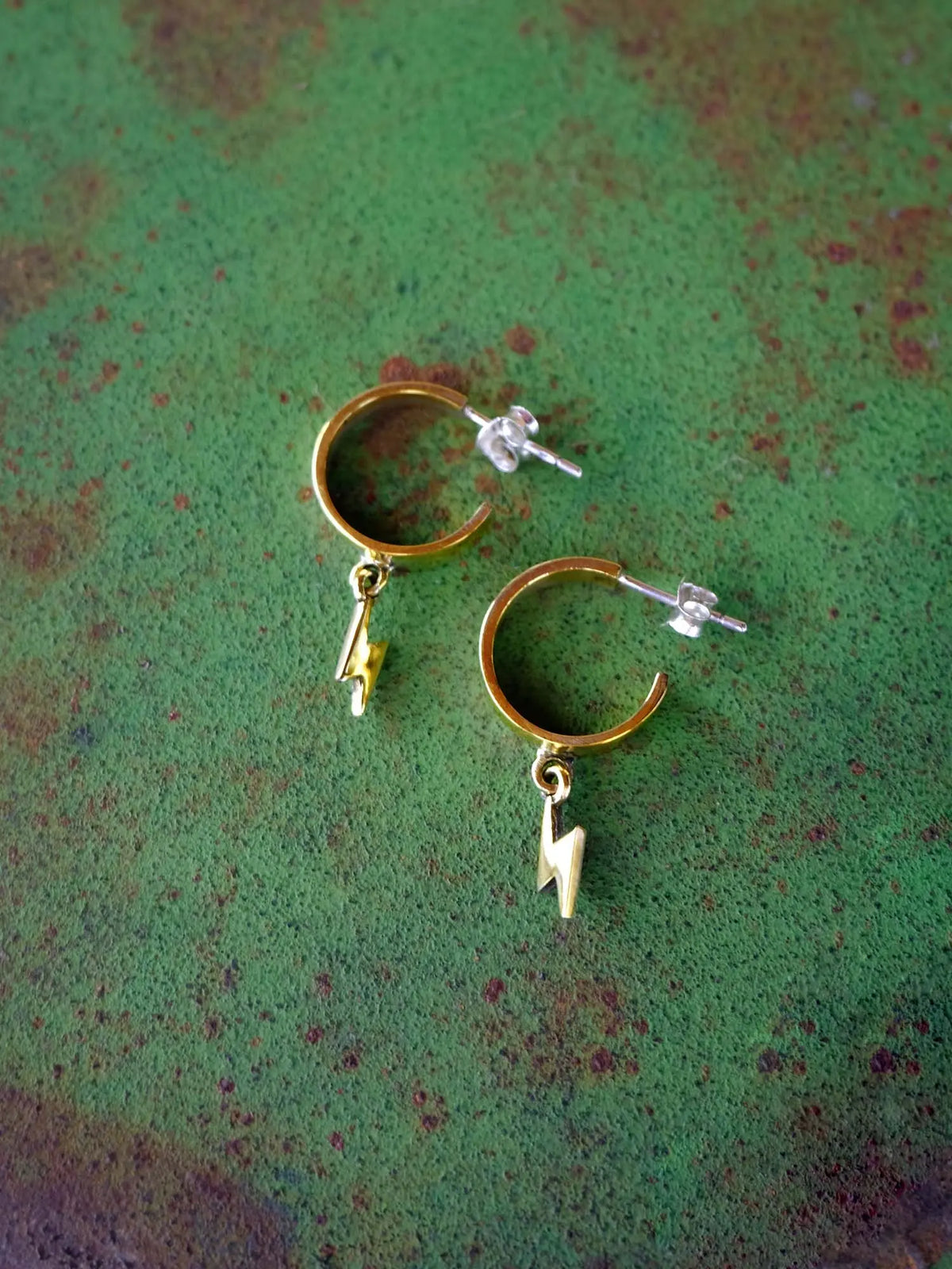 Bolt Hoop Earrings in Brass Yin Jewelry for the Soul