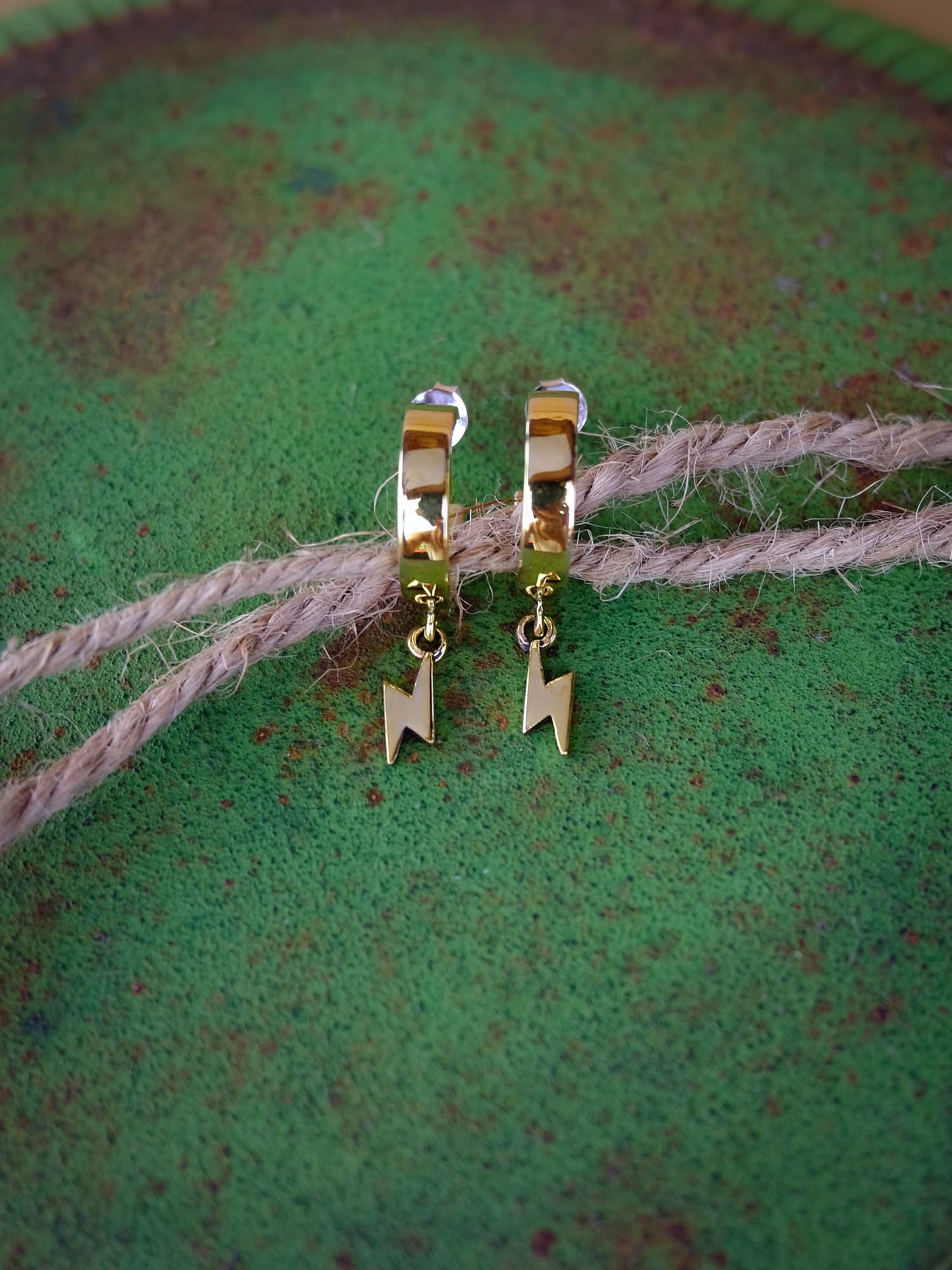 Bolt Hoop Earrings in Brass