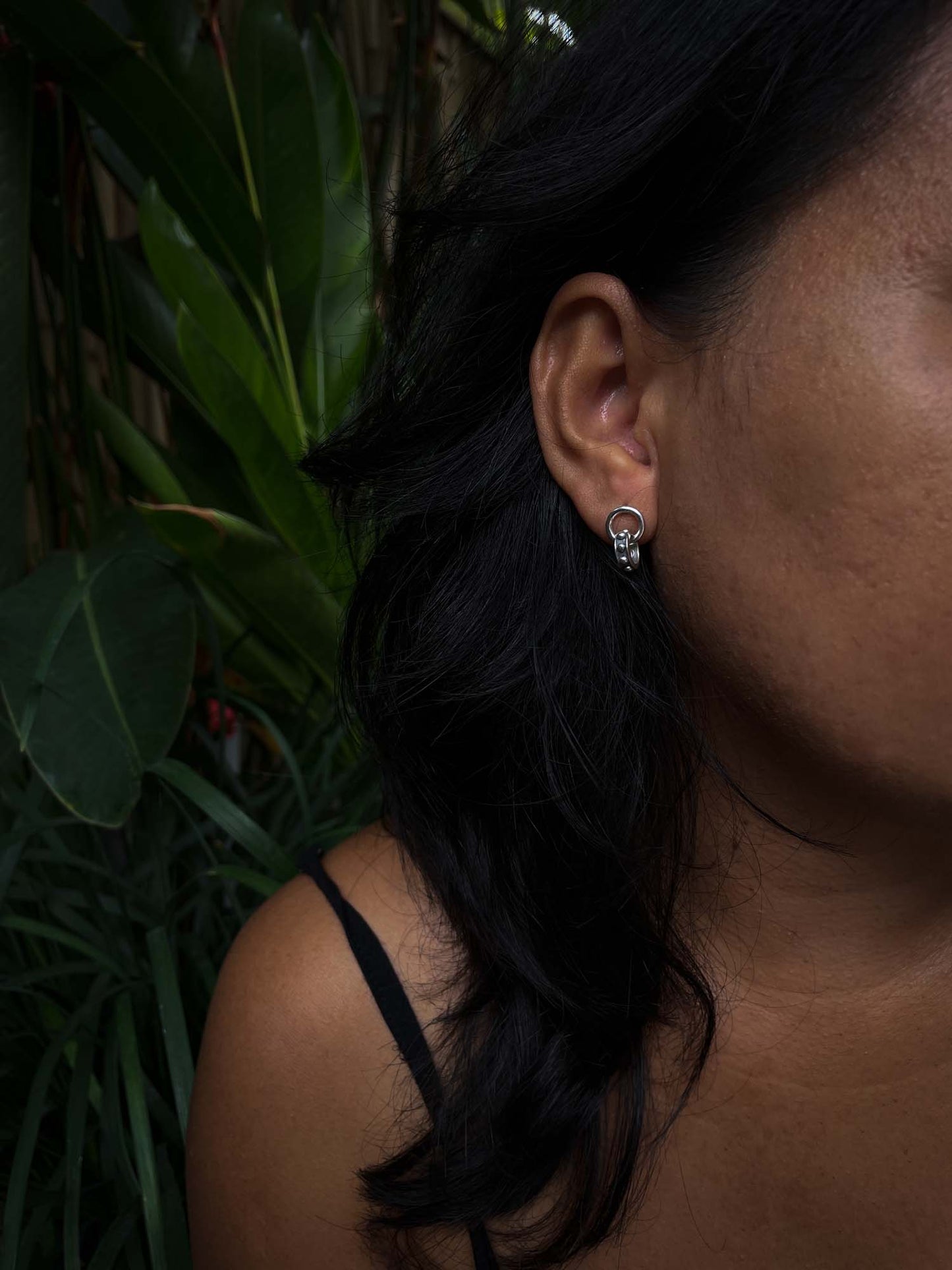 Biker Stud Hoops in Silver Yin Jewelry for the Soul