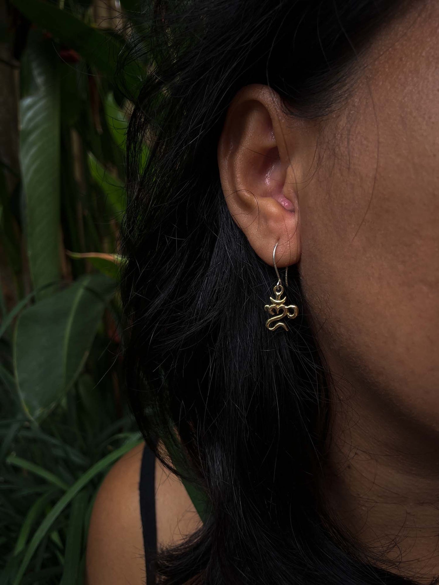 Bali Om Earrings in Brass Yin Jewelry for the Soul