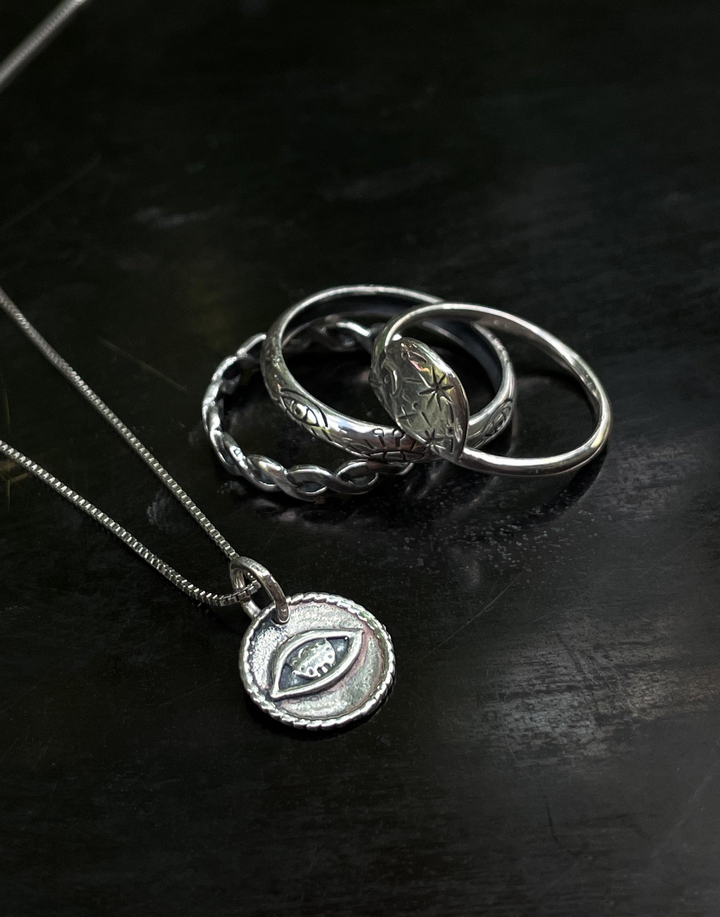 Eyes of the Galaxy Ring Stack Yin Jewelry for the Soul