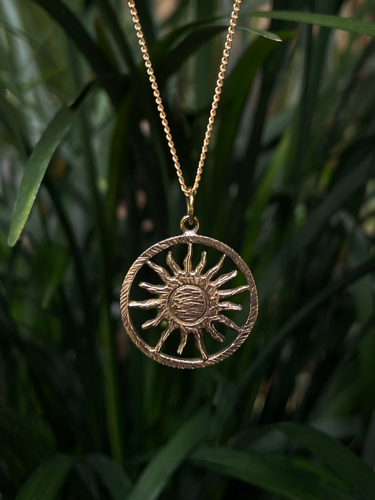 Bali Sun Pendant in Brass
