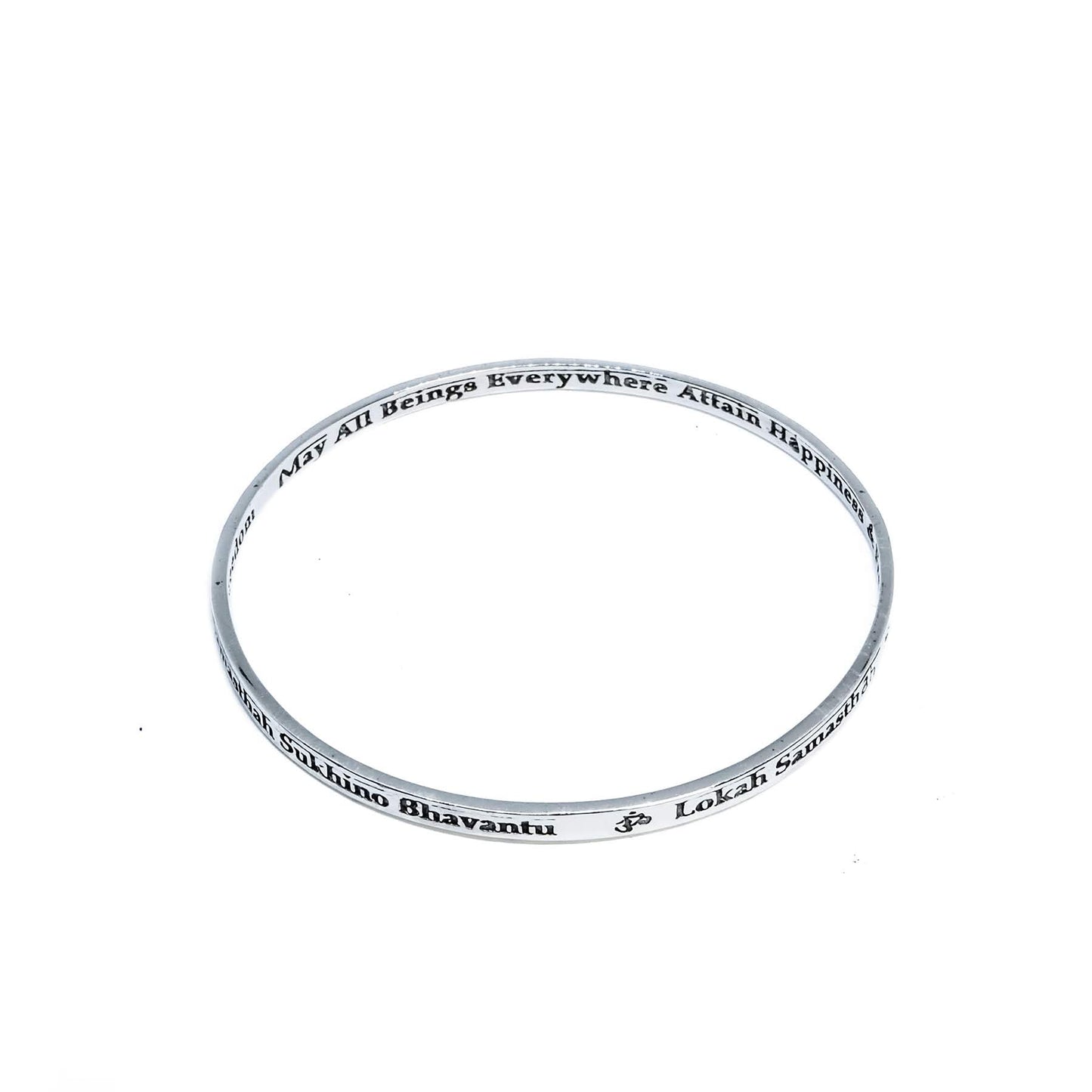 Om Lokah Bangle in Silver Yin Jewelry for the Soul