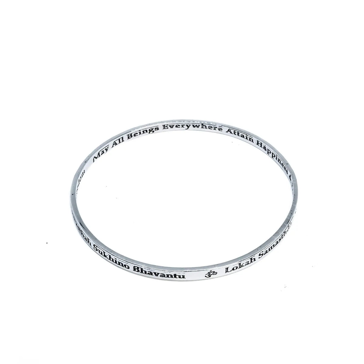 Om Lokah Bangle in Silver Yin Jewelry for the Soul