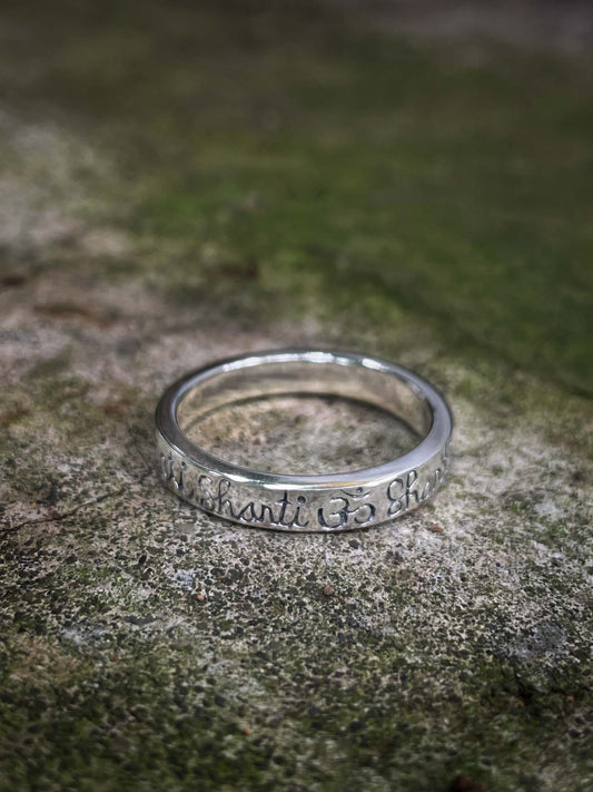 Om Shanti Ring in Silver