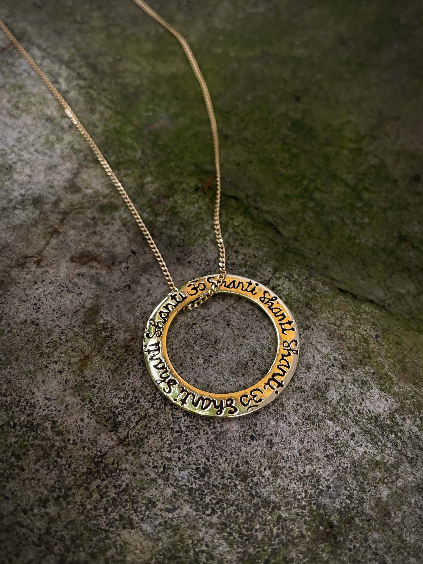 Om Shanti Mandala Pendant in Brass