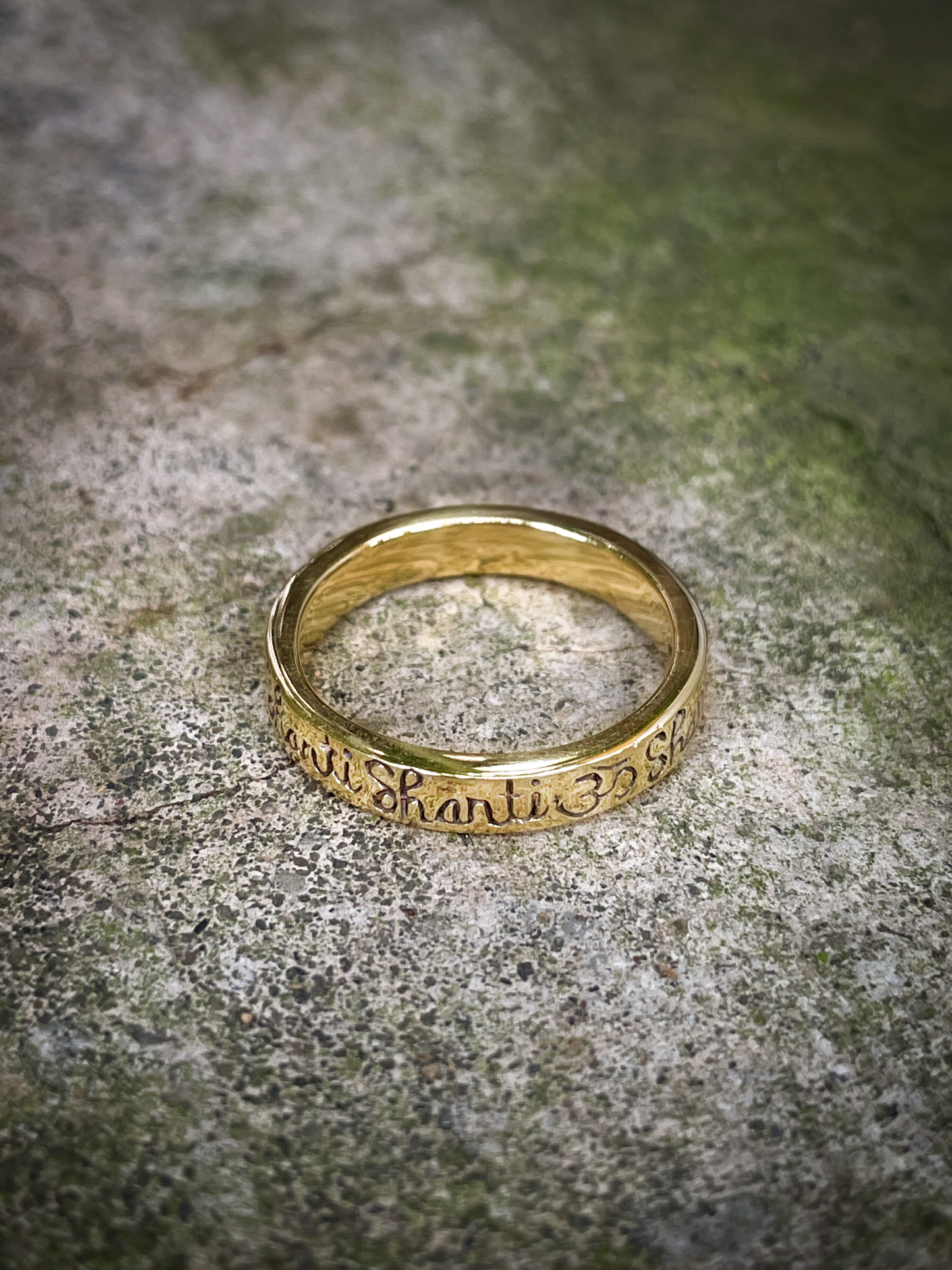 Om Shanti Ring in Brass