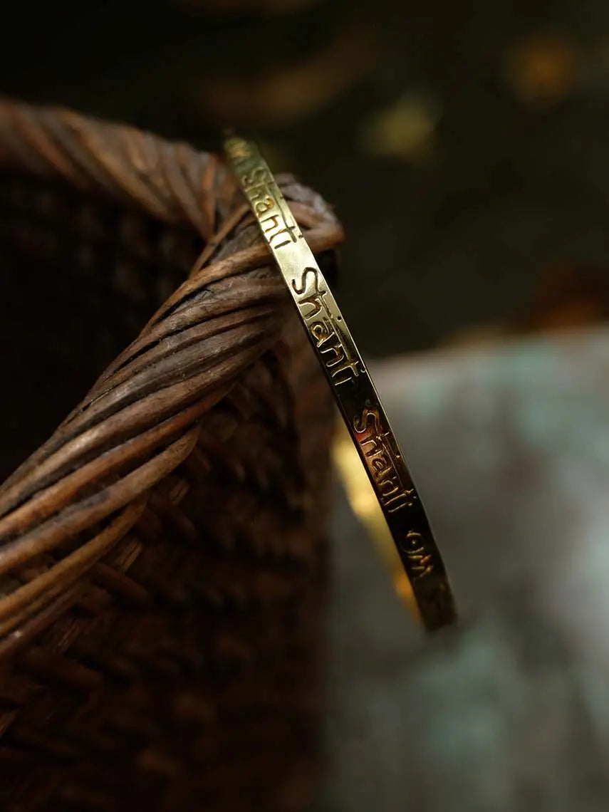 Om Shanti Bangle in Brass Yin Jewelry for the Soul