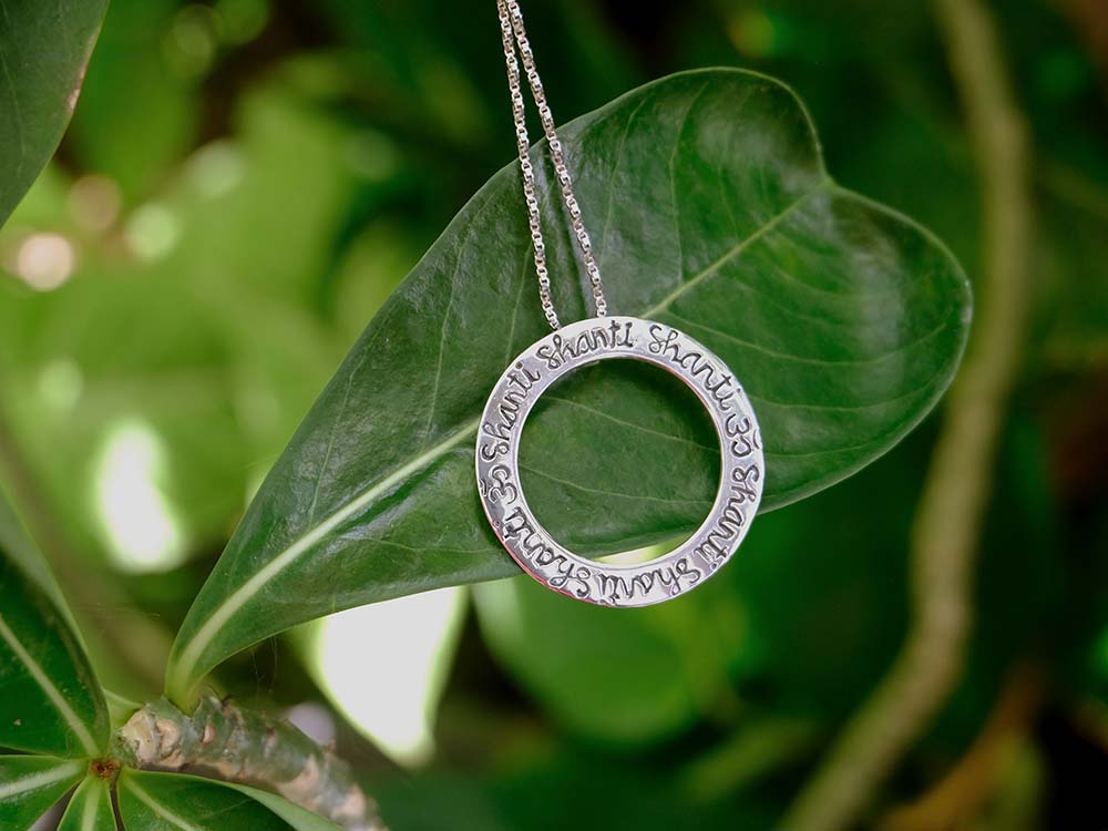 Om Shanti Prayer Pendant in Silver Yin Jewelry for the Soul