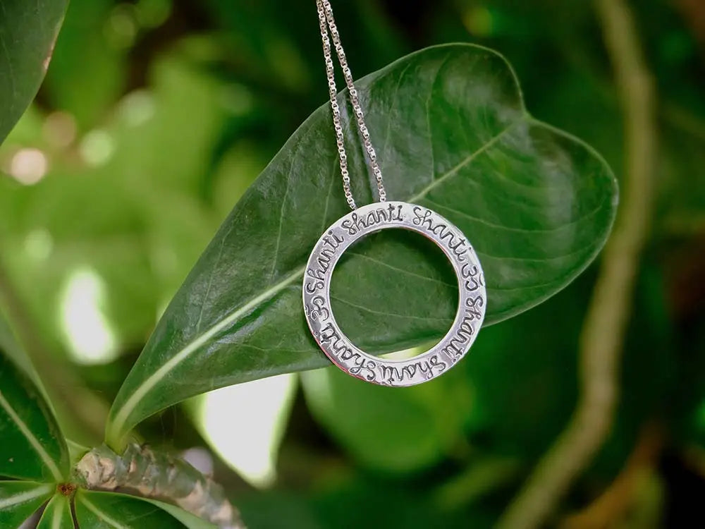 Om Shanti Prayer Pendant in Silver Yin Jewelry for the Soul