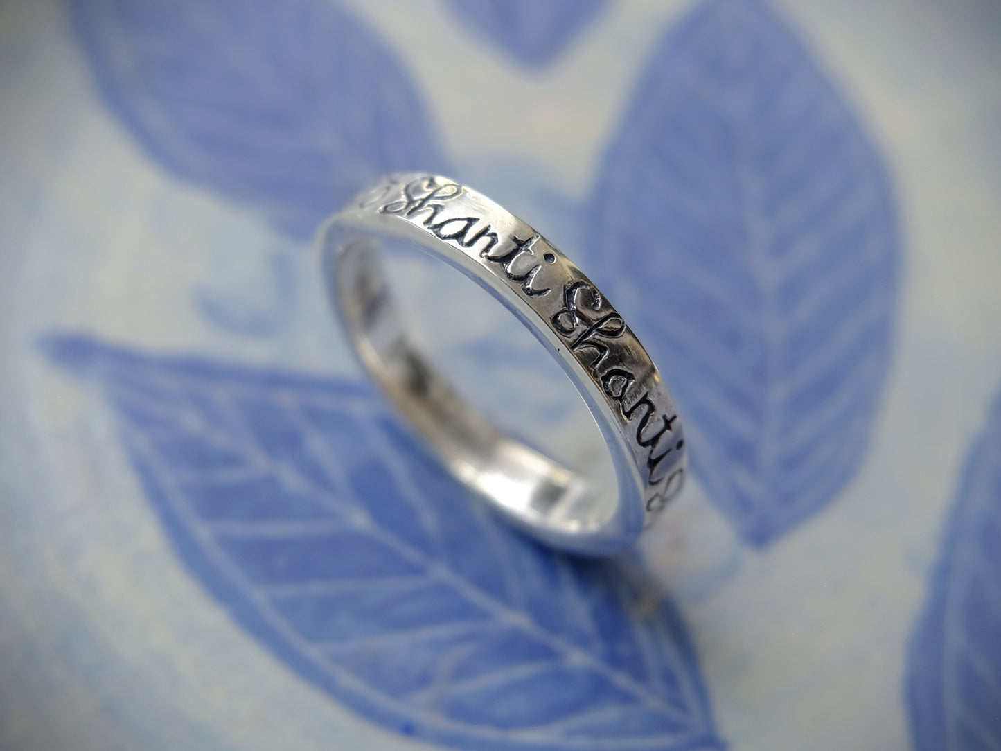 Om Shanti Ring in Silver
