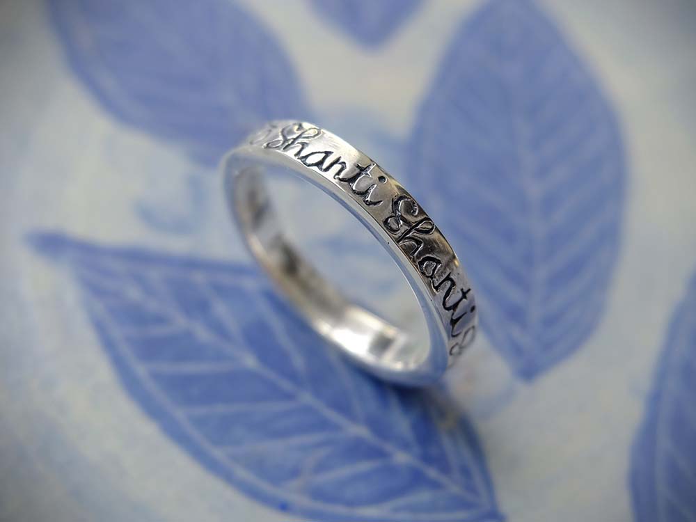 Om Shanti Ring in Silver Yin Jewelry for the Soul