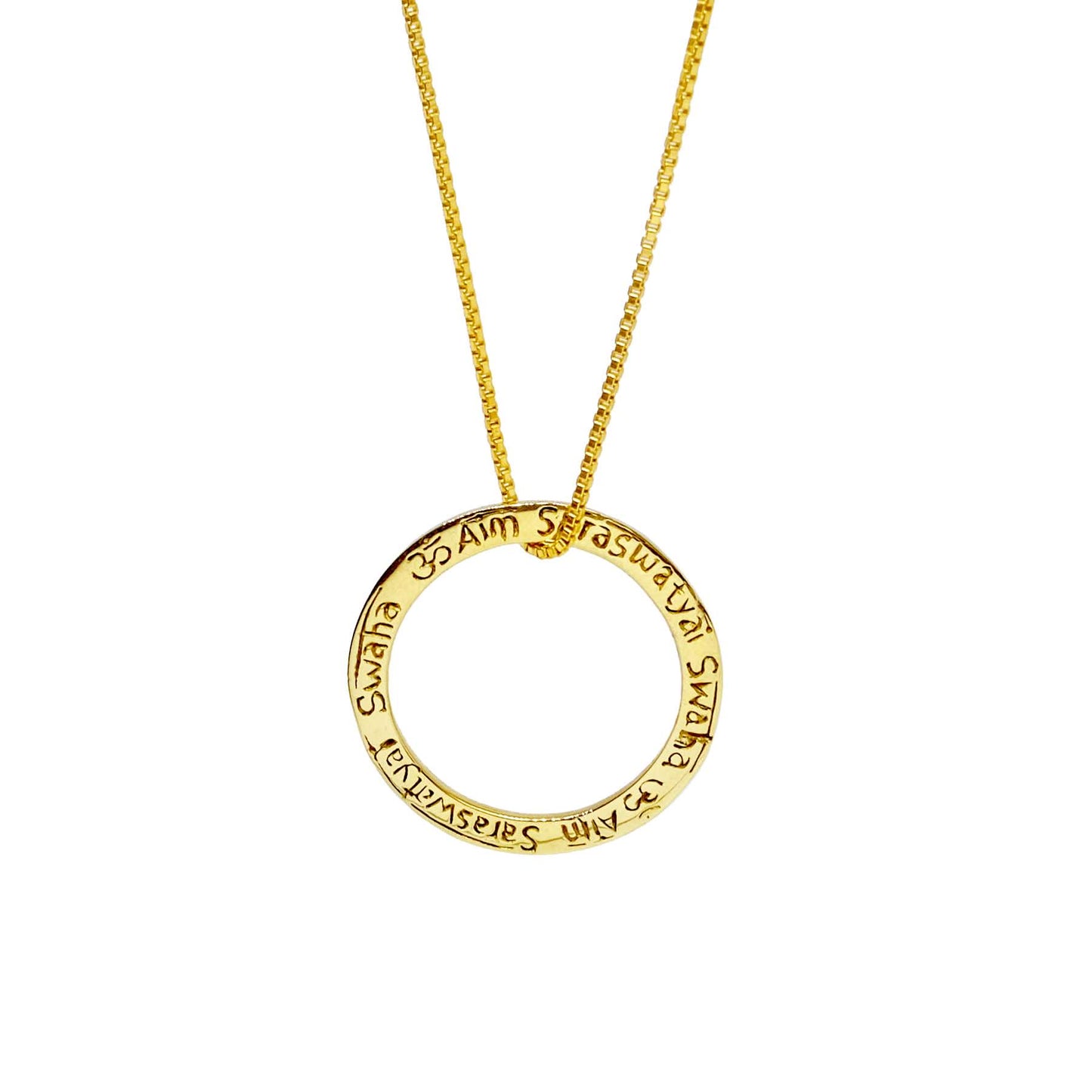 Om Saraswati Mini in Brass Yin Jewelry for the Soul