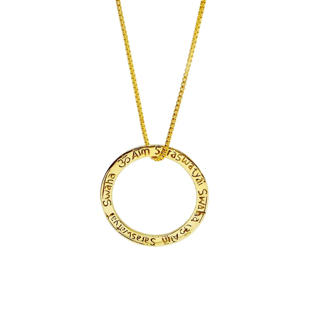 Om Saraswati Mini in Brass Yin Jewelry for the Soul