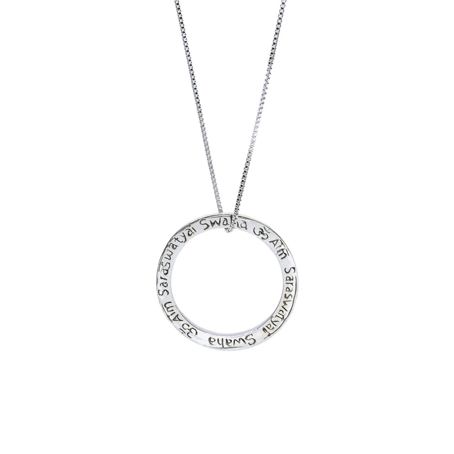 Om Saraswati Mini in Silver Yin Jewelry for the Soul