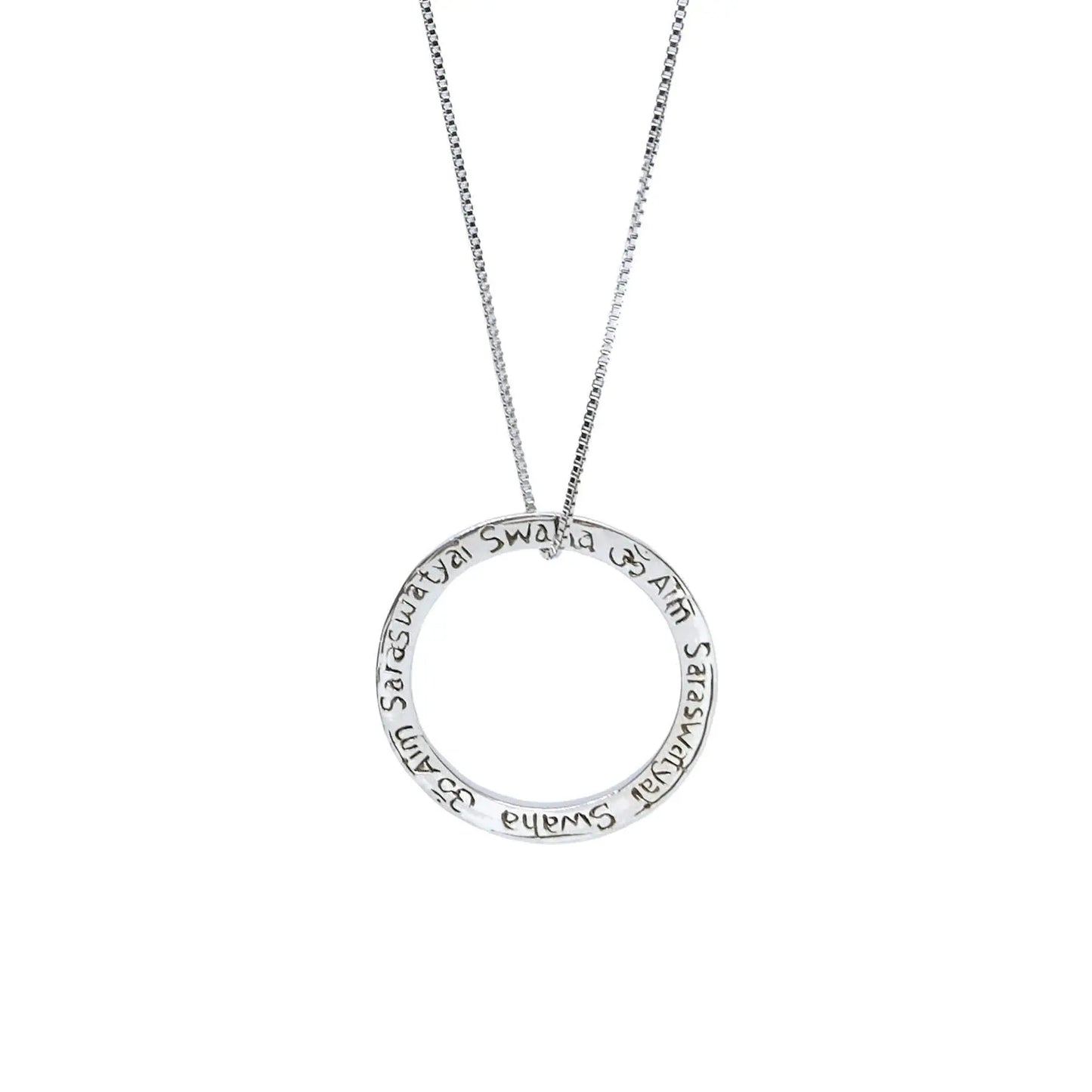 Om Saraswati Mini in Silver Yin Jewelry for the Soul