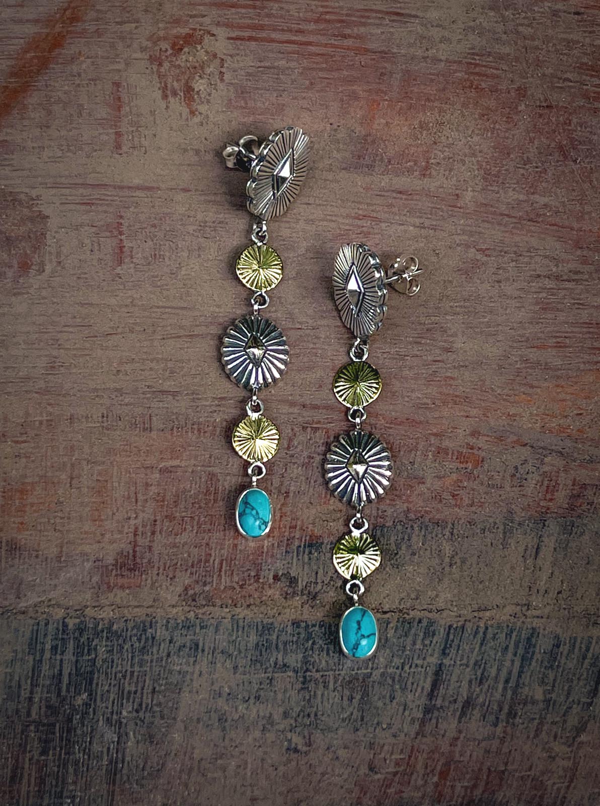 Desert Sky Earrings in Silver & Brass Yin Jewelry for the Soul